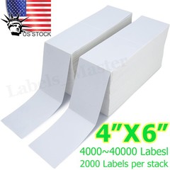 4×6 Fanfold Direct Thermal Shipping Labels Perforated for Zebra & Rollo Printers