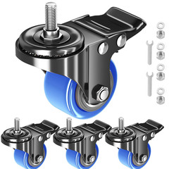 Stem Caster Wheels 2 Inch Heavy Duty, Swivel Threaded Stem Mount Casters Set of