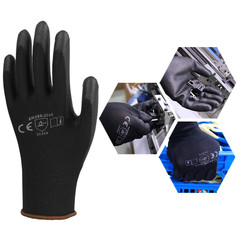 240 Pairs Ultra-Thin Black PU Work Gloves Polyurethane Palm Coated Nylon Safety