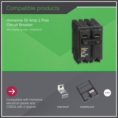 Circuit Breaker Square D 50 Amp 2 Pole Homeline Standard Trip Residential Black