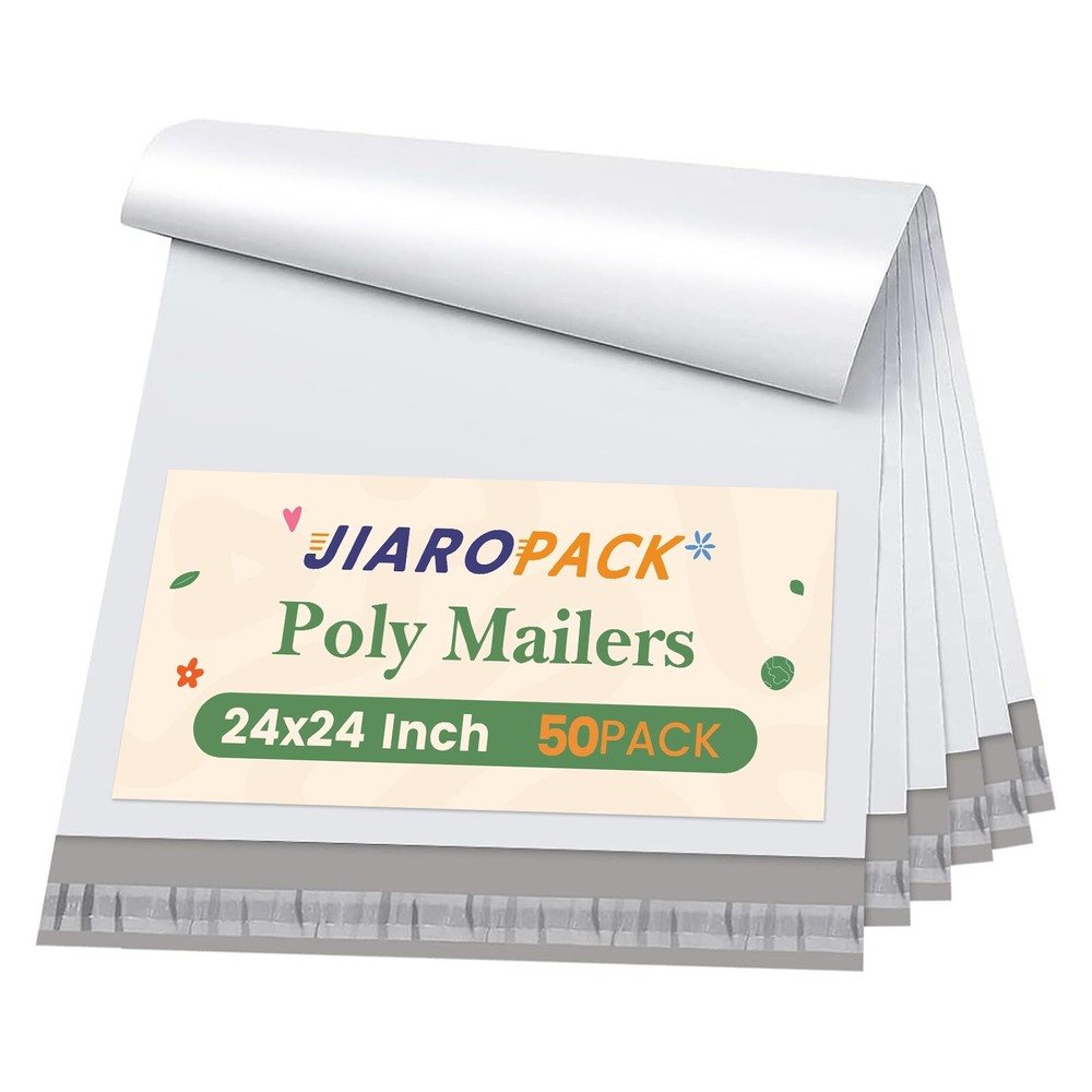 Jiaro Pack Poly Mailers 24×24 50Pack White Large Shipping Bag Envelope Self-Seal