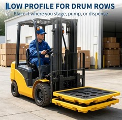2X Drum Spill Containment Pallet with Drain Outlet, Leakproof Stackable Tray US
