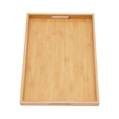 Bamboo Serving Trays 4-Piece Set Rectangular 18.1 × 13 × 1.4 In Log Color