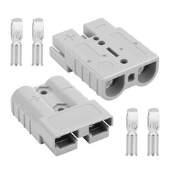 50A 600V Quick Disconnect Battery Connectors 7/8/10/12 AWG 2PCS Gray Battery