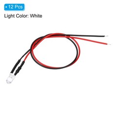 12Pcs 5mm LED Diode Light 24V DC Pre Wired Light-emitting Lamp White Light