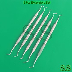 5 Pcs Excavators Premium Spoon Ends 1.2mm, 1.4mm, 1.8mm, 2mm, 2.5mm Dental