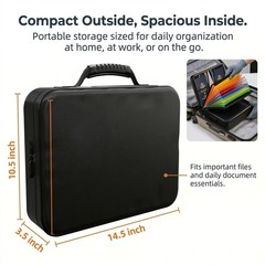 Fireproof Document Box with Lock Water Resistant File Organizer Case