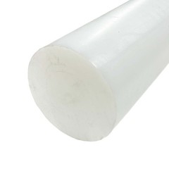 5.000 (5 inch) x 24 inches, UHMW Plastic Round Rod, White