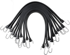 15″ Rubber Bungee Cords with Hooks, Heavy Duty EPDM Bungee Cord with 150% Max St