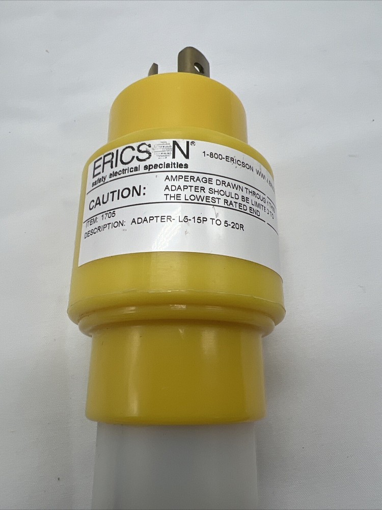 1705 Adapter, NEMA, L5-15P to 5-20R Locking/Straight Blade, Safety Yellow