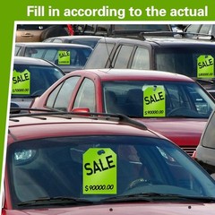 Crtiin 100 Pack Sale Tags Car Dealer Mirror Hang 8.46 x 11.81 inch, Green