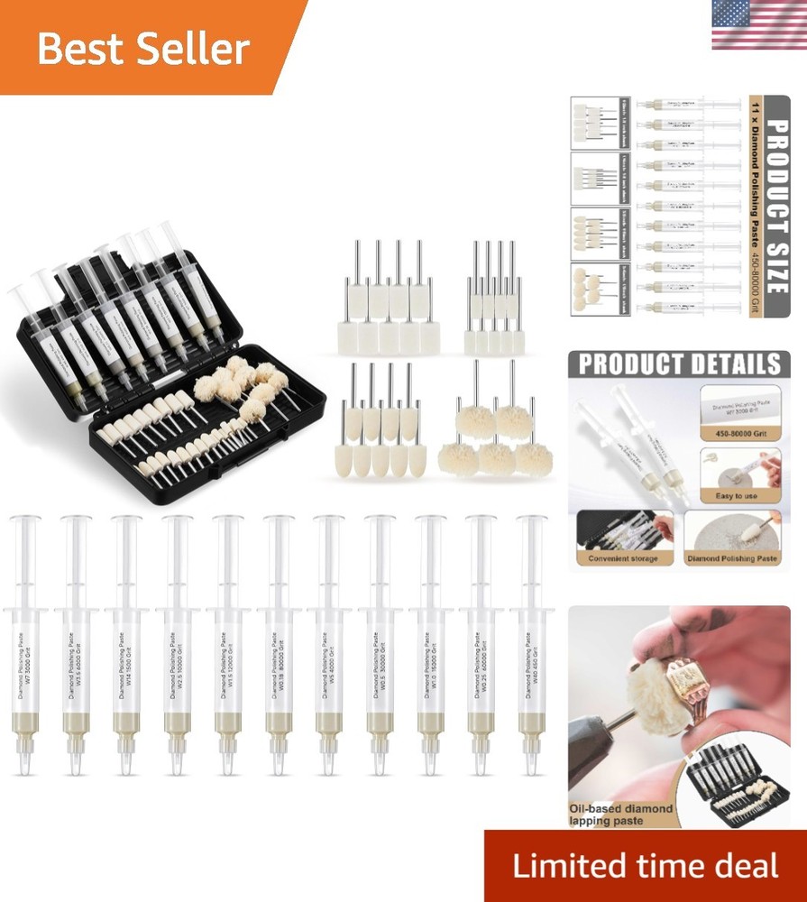 Diamond Polishing Kit 47pcs Buffing Bits and Lapping Paste for Jewelry Coins