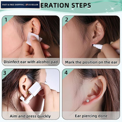 Nunpag 12 Pcs Ear Piercing Kit Disposable Gun with 4 Gold