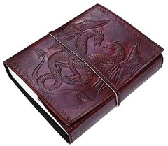 Double Dragon Blank Page DIARY JOURNAL NOTEBOOK ~ Handcrafted Handmade Leather