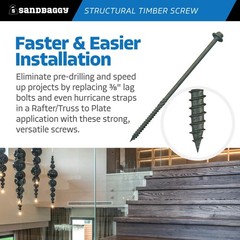 10″ Structural Timber Screws – Countersunk (Hex Head) – Sandbaggy