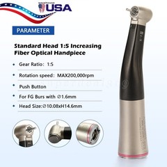 Dental 1:5 Increasing Fiber Optic LED Contra Angle Handpiece/1:5 Cartridge Rotor