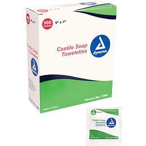 Castile Soap Towelette #1304 Box of 100 5” x 7”