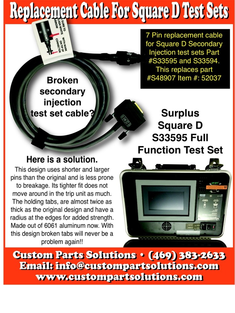 Aluminum Square D / Schneider 7 Pin Test Cable S33595 FOR FFTK NS, NT, NW TRIP