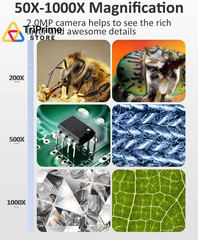 Coin Microscope, 4.3 Inch Digital Microscope 1000X 4.3Inch, White
