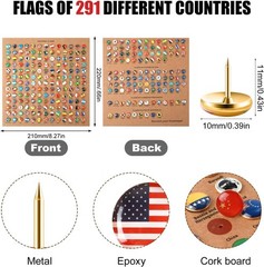 291 Pcs Flags Push Pins for Map World Creative Push Pins National Flag Thumb …