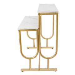 Modern Shoe Handbag Display Table, 2 Tiers Heavy Duty Display Stands White Gold