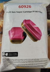 60926 Multi Gas/Vapor Cartridge/P100 Filter. 2 Pack. Exp. 11/2029 B17