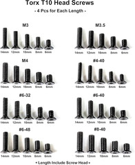 Red Dot Screw Kit, M3, M3.5, M4, #4-40, #6-40, #8-40, #6-32, #6-48 12.9G Flat He