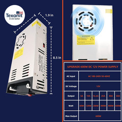 New Version Converter, 110V AC to 12V DC Converter Power Supply 12V 600W 50A DC