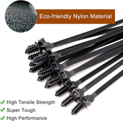 Benliu 50 Pcs Cable Zip Tie, 8.3X0.2 Inch Heavy Duty Nylon Push Mount Self Locki