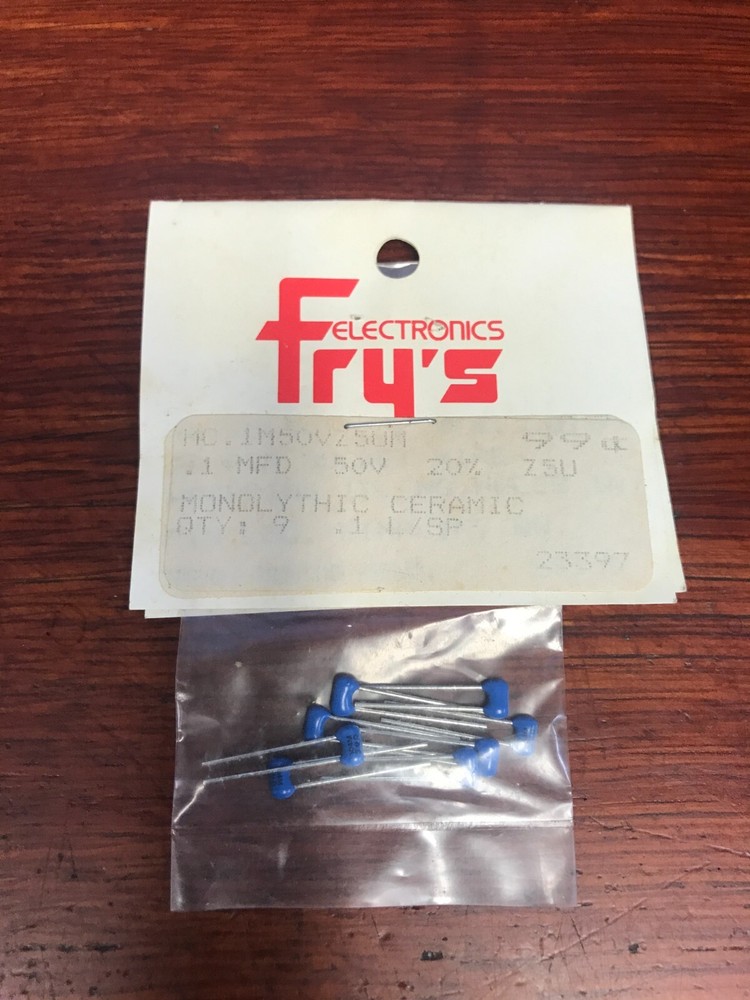 Fry’s Electronics Package of 9 .1 MFD Capacitors See Photos for Details