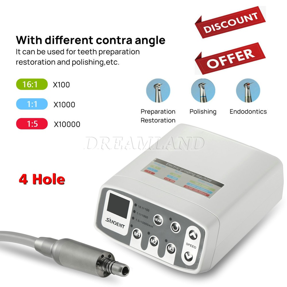 SANDENT Dental Electric Micro Motor Brushless LED 1:5/1:1/16:1/1:4.2 Handpiece