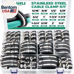 125PCS Cable Clamp,12 Sizes Stainless Steel Rubber Coated Cushioned Insulated Ca