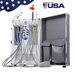 Portable Dental Delivery Unit System Mobile Suction with Air Compressor 4 Holes