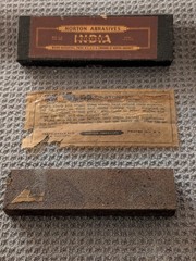 Set Of 5 Norton Abrasives Oilstone India, Soft Arkansas And Pike Hard Arkansas