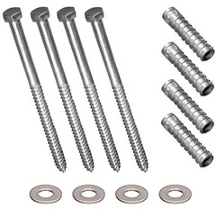 Electriduct 8″ x 1/2″ Lag Bolts with Lag Shield Anchors for Concrete Fastening