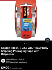 Scotch 1.88 in. x 22.2 yds. Heavy Duty Shipping Packaging Tape with Dispenser