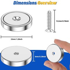 8 Pack Neodymium Cup Magnets 110LBS Heavy Duty Rare Earth Magnets with Screws