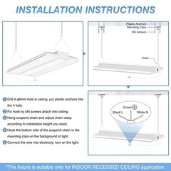2 Pack – 400W LED Linear High Bay Light Equiv. 1500W MH/HPS Commercial Fixtures