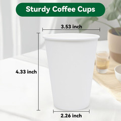 Coffee Cups, 100 Count 12 Oz Paper Cups, Disposable Cups for Hot and Cold, Dispo