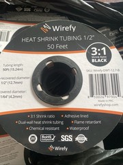 Adhesive Lined Heat Shrink Tubing 1/2″ – 50ft Black, 3:1 Ratio, Durable