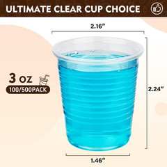 YEEHAW 100 Pack 3 Oz Bathroom Plastic Cups, Disposable Mouthwash Cups, Samll Pla