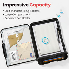 Reinforced Clipboard with Storage, Inner Plastic Folder Attached, Heavy Duty Pla