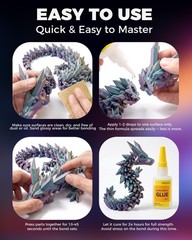 LEENEXUS Super Glue for Plastic, PLA, ABS, PETG, PC, ASA, Acrylic, PVC, Clear