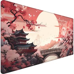 Japanese Large Gaming Mouse Pad with Stitched 31.5L x 15.8W inches, Sunset