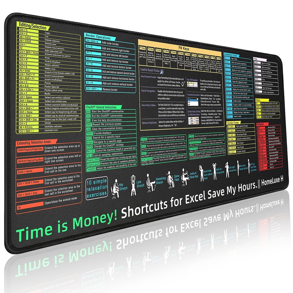Excel Cheat Sheet Desk 31.5L x 11.8W inches, Pad 002