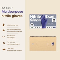 SUP Powder-Free Nitrile Exam Gloves, 100 Medium, 100 Medium (Blue Violet)