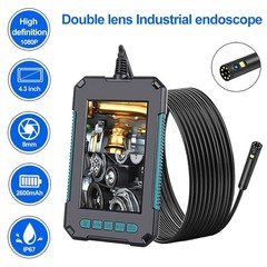 NEW Endoscope 4.3″ Monitor Dual Lens 1080P IP67 8mm Waterproof for Tubes & Car