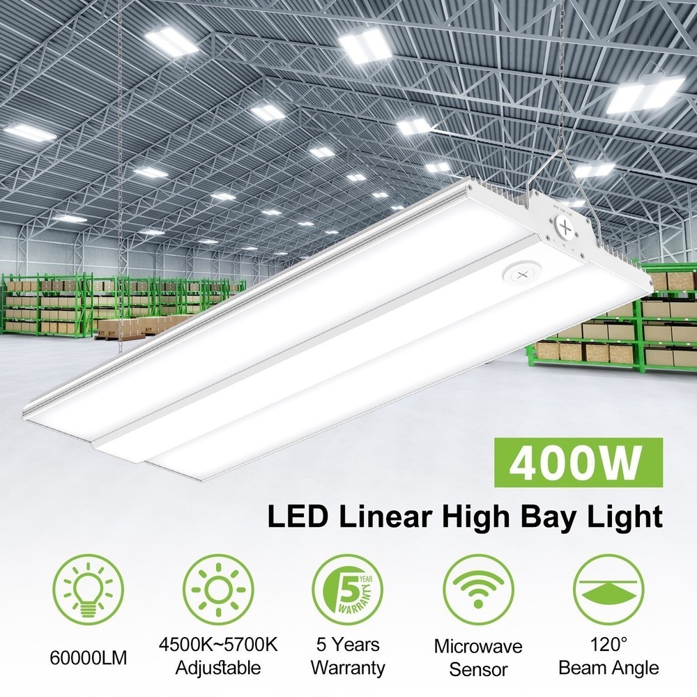 400W LED Linear High Bay Light With Microwave Sensor Warehouse Gym Light 60000LM
