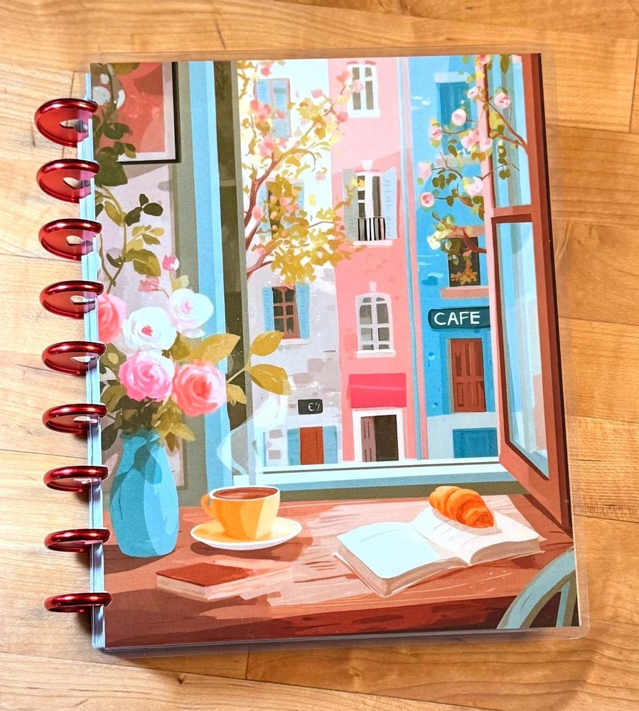 Watercolor Cafe Window View Cover Set 4 use w/ Classic Happy Planner~