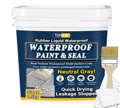 Rubber Liquid Waterproof Sealant, TUFINEIN 53oz/1.5kg Neutral Gray Quick Drying